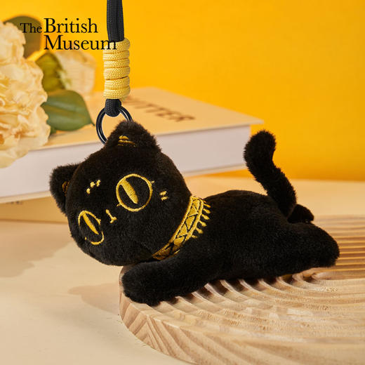 大英博物馆 巴斯特系列 趴趴萌猫 毛绒钥匙扣 香氛挂件 黑色 商品图0