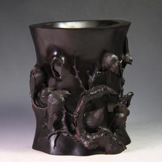 寒雀图°大叶紫檀笔筒 商品图1