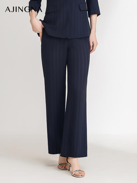 【商场同款】阿菁娜2025夏季新款经典好穿竖条肌理直筒裤A30X110017 商品图1