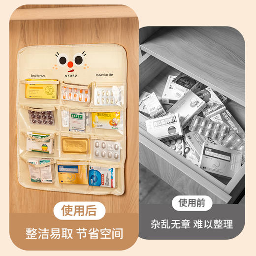 摩登主妇药物收纳挂袋墙面免打孔大容量分格网兜家用杂物收纳神器 商品图2
