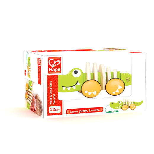 Hape拖拉玩具 木质学步手拉牵绳玩具会摇摆卡通动物字母 儿童节礼物 E0348拖拉鳄鱼 商品图4