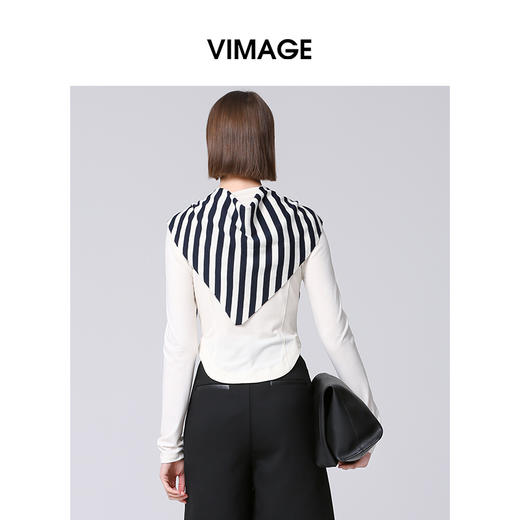 VIMAGE纬漫纪秋季新款圆弧下摆修身上衣V2013615 商品图4