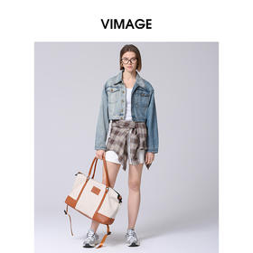 VIMAGE纬漫纪秋季新款时尚气质通勤复古牛仔短外套V2003615
