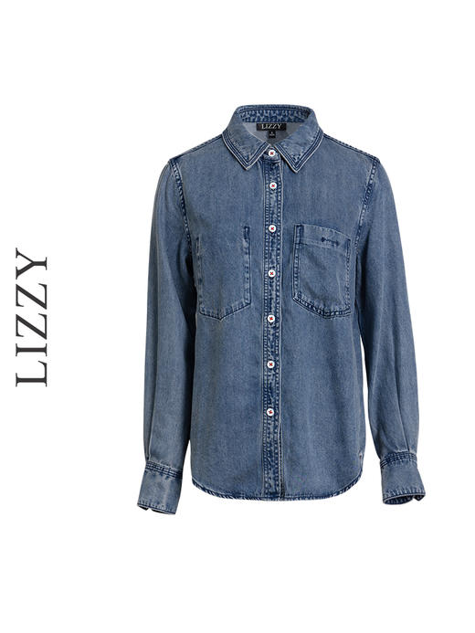 LIZZY早秋休闲百搭舒适天丝洗水牛仔衬衫8136 商品图4