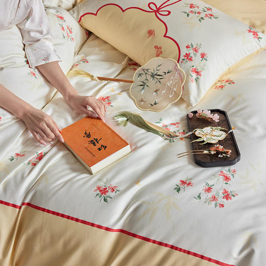 多喜爱  60支全棉轻奢贡缎红楼梦系列套件 四件套 蝶舞花间 商品图7