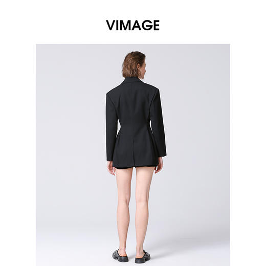 VIMAGE纬漫纪冬季新款时尚百搭收腰显瘦翻领毛呢大衣女外套V2203818 商品图4