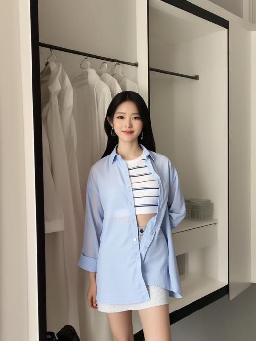 佐丹奴女装25年新款蔚蓝经典系列防晒长袖衬衫05345007 商品图1