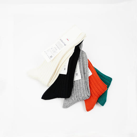 DECKA Cashmere Cotton Ribbed Socks日本制羊绒棉混纺男女中筒袜 商品图0