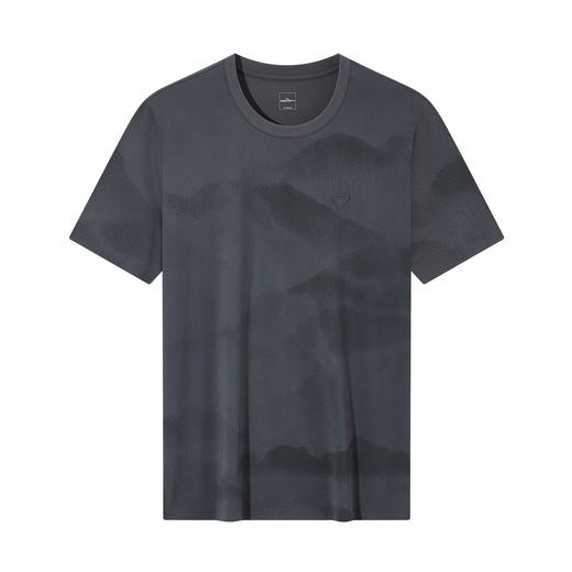 【国风图案款/无缝工艺】柒牌短袖T恤男夏季新款渐变山水印花上衣128T70380 商品图3