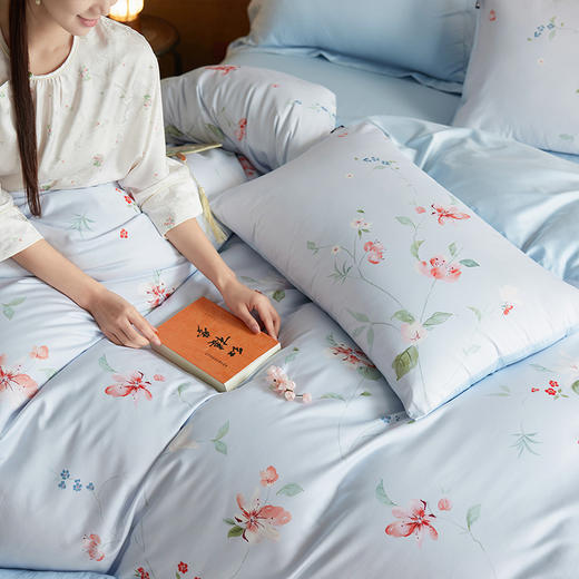 多喜爱 60支全棉轻奢贡缎红楼梦系列套件 四件套 月下棠花 商品图4