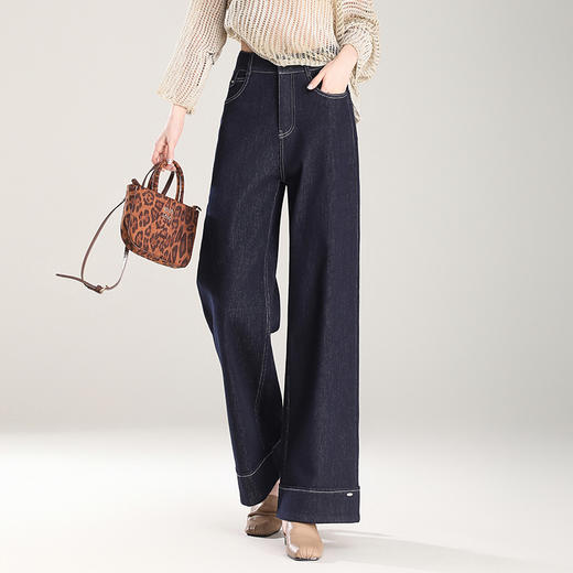 气质高腰牛仔阔腿裤，韩版简约时尚潮流休闲裤YX-BFZY-X8216 商品图1