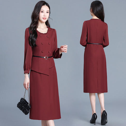 韩版修身优雅，中长款气质假两件连衣裙YXJY-725018 商品图0