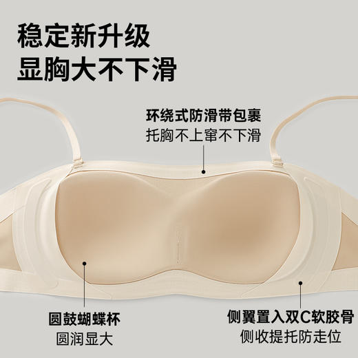 A3-【A-B杯】【无肩带显大内衣】润微小胸聚拢显大抹胸无肩带内衣女防滑不会掉隐形无痕美背半杯  不会掉2.0+稳稳杯【小胸-半杯】 商品图7