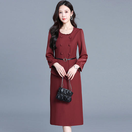 韩版修身优雅，中长款气质假两件连衣裙YXJY-725018 商品图2