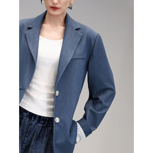 COCOBELLA静奢风撞色条纹通勤贡针西装女商务休闲西服SI3011 商品图2