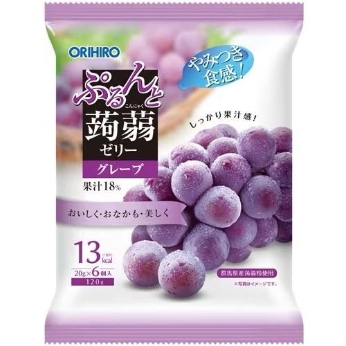 日本ORIHIRO蒟蒻低卡高纤果汁果冻-6个装120g（提子味） 商品图0