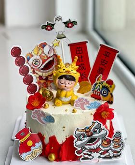 【优品系列】---【龙宝宝简约款】生肖龙、周岁生日蛋糕