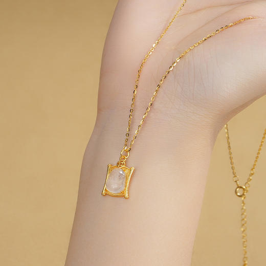 【财福满载❗喜笑颜开佛公项链】天然水沫玉佛公，细腻水润，晶莹剔透，温润而泽，项链女S925纯银新中式轻奢气质貔貅项饰QQ 商品图3