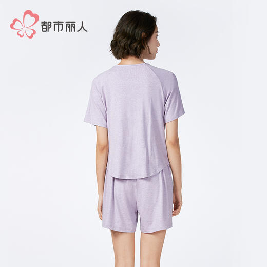 都市丽人生活家居女士正价棉质短袖套装薄针织罗纹色纱短袖类LHH2E9 商品图3