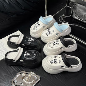 【特价39元】春夏新品乐福豆豆厚底花园鞋+卡通可爱熊猫乐福鞋花DIY【WG25230】