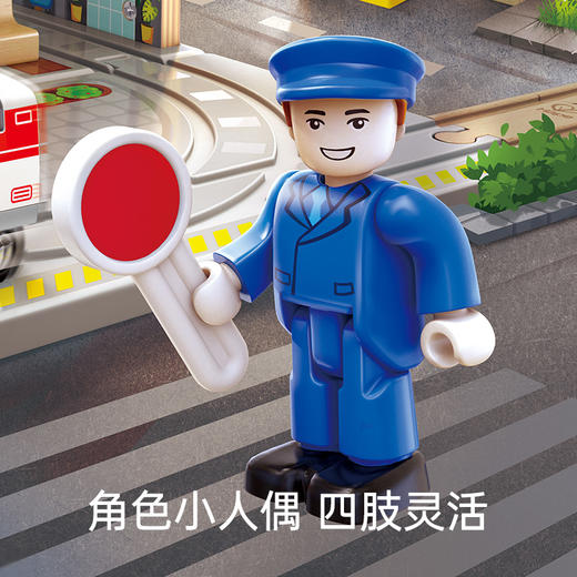 Hape火车轨道便携装 木质轨道自由拼插收纳二合一 男女孩童玩具 火车轨道大车站便携套 E3877 商品图3