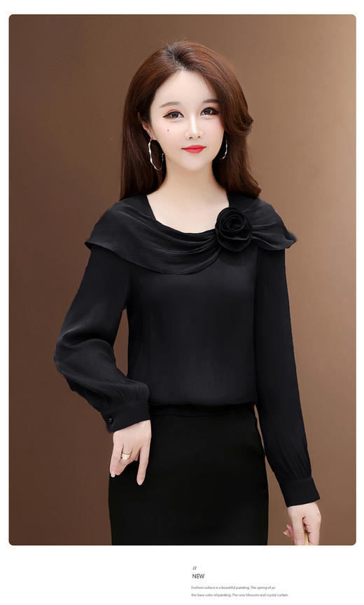 春夏新款气质穿搭玫瑰花设计洋气雪纺衫QYM-YJ-25DA15-L 商品图2