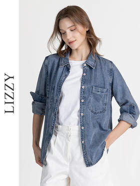 LIZZY早秋休闲百搭舒适天丝洗水牛仔衬衫8136