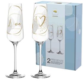 德国进口莱昂纳多香槟酒杯礼品套组（2支）280毫升
心+Love图案