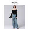 VIMAGE纬漫纪复古百搭直筒高腰阔腿显瘦牛仔裤2025春季新款V2305923 商品缩略图2