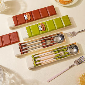 摩登主妇筷子勺子餐具套装一人用学生便携式餐具筷勺三件套收纳盒