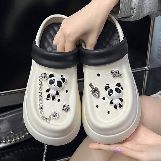 【特价39元】春夏新品乐福豆豆厚底花园鞋+卡通可爱熊猫乐福鞋花DIY【WG25230】 商品图3
