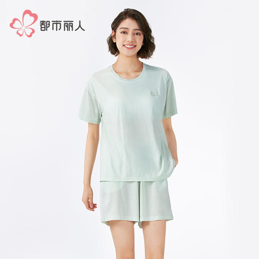 都市丽人生活家居女士莫代尔短袖套装薄棉莫提条短袖类LHH2E1 商品图1