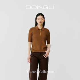 东黎 • 托斯卡纳系列—无尽夏 丝绒女士T恤领五分袖套衫 5017