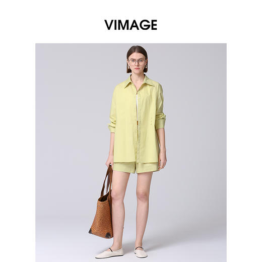 VIMAGE纬漫纪时尚休闲宽松通勤A字百搭宽松短裤2025春季新款V2305904 商品图1
