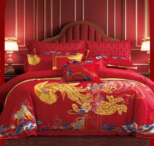 【6楼】富安娜婚庆床单八件/囍出东方，红 商品图0