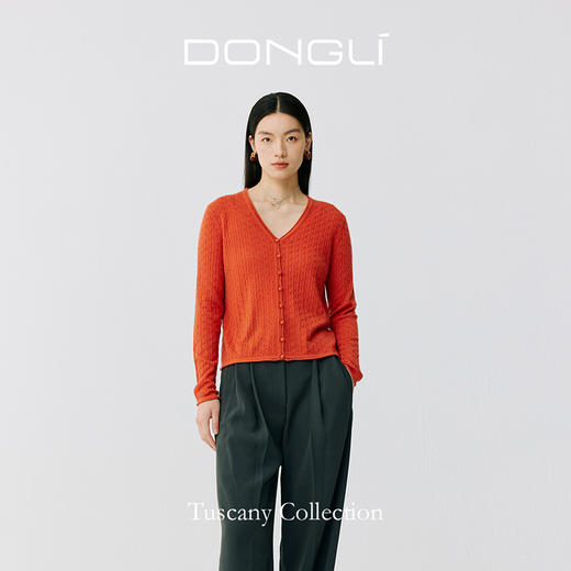 东黎 • 托斯卡纳系列—云边轻 丝绒女士精纺V领开衫 5030 商品图0