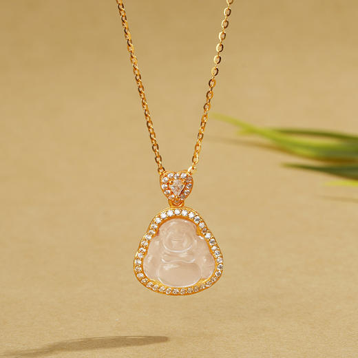 【财福满载❗喜笑颜开佛公项链】天然水沫玉佛公，细腻水润，晶莹剔透，温润而泽，项链女S925纯银新中式轻奢气质貔貅项饰QQ 商品图5