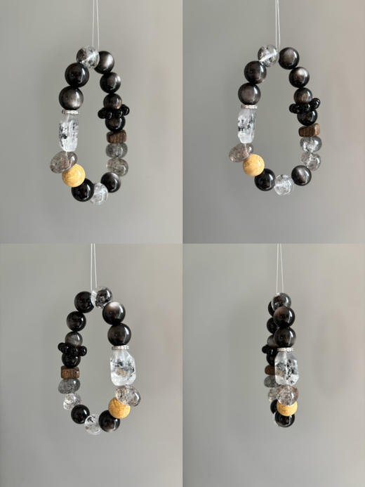 太极～天然银曜石/老山檀/白爆闪/异形幽灵 点位 10-12 商品图0