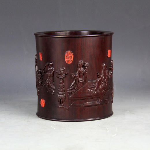 维摩诘演教图°黑檀大笔筒 商品图2