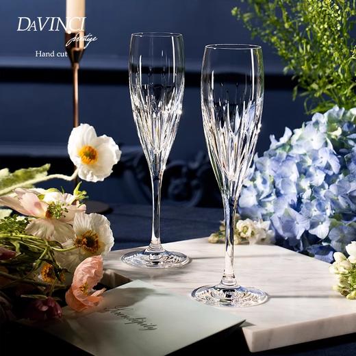 0davinci手工水晶玻璃香槟杯轻奢高颜值气泡酒酒杯高脚杯新婚礼物达芬奇普拉托葡萄酒香槟对杯 商品图4