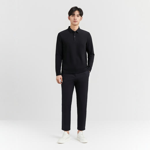 【商场同款】圣得西男长袖t恤商务休闲纯棉纯色翻领polo男士上衣2512945135 商品图3