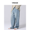 VIMAGE纬漫纪2025春季新款复古百搭直筒高腰阔腿显瘦牛仔裤V2305921 商品缩略图3