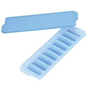 日本进口珍珠金属易取出制冰盒长条冰块款蓝色（带盖）