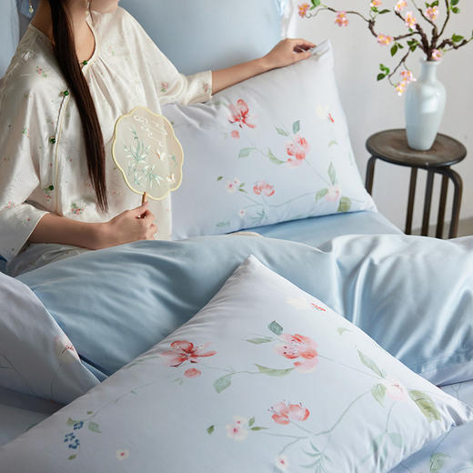 多喜爱 60支全棉轻奢贡缎红楼梦系列套件 四件套 月下棠花 商品图3