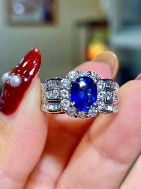 1.76ct刻面蓝宝石戒指