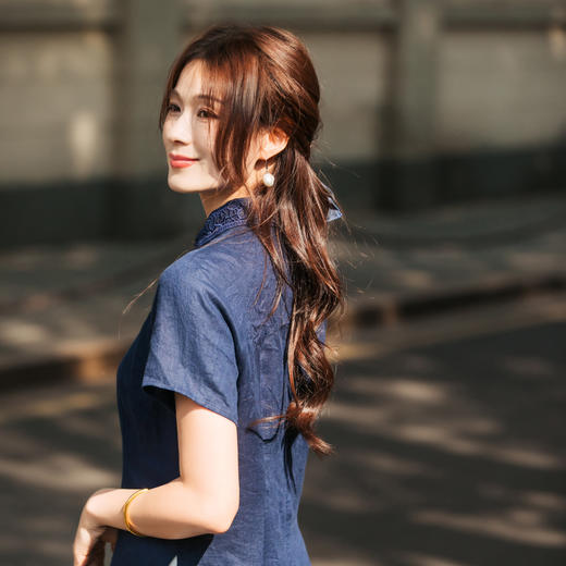 【林栖设计小店】亚麻衬衣改良旗袍长衫传统高腰显瘦2025夏季新品连衣裙女1952055 商品图7