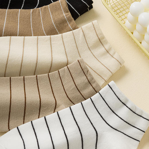 【女士密细条短袜】女士短袜棉质四季袜子船袜吸汗休闲细条纹短筒春夏棉 商品图3