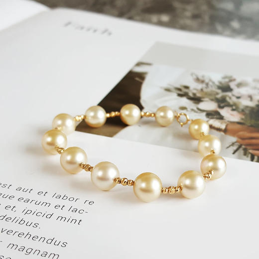 【天然正品】AU750精品黄金天然近完美约8.0-8.9MM南洋金珠手链直径：8.0-8.9MM（皆取最大值）女士现售价：3680！110325NJM19 商品图5