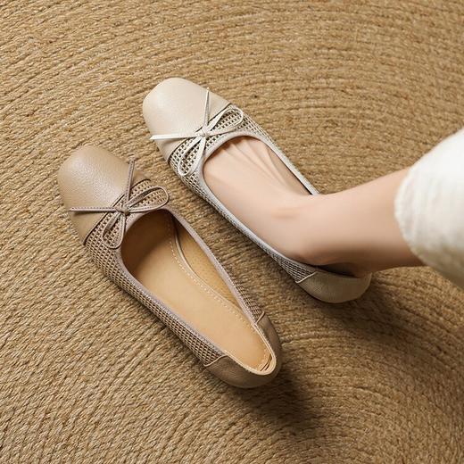 【预售5天】透气春夏低跟羊皮镂空压孔真皮洞洞单鞋QCNX&84-15 商品图2