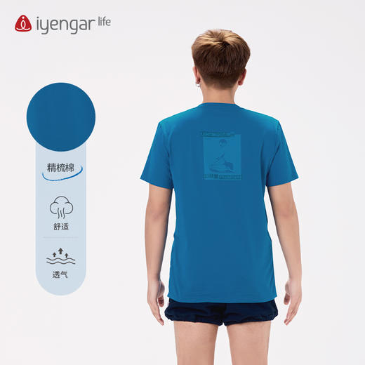 艾扬格 life C3052大师英雄坐男装瑜伽T恤 短袖 不易闷汗  组合印花，大师英雄坐体式传递着自由调息 商品图4